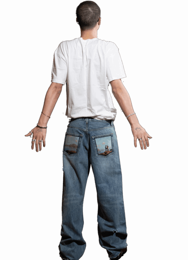 Handmade Jeans with woven patch